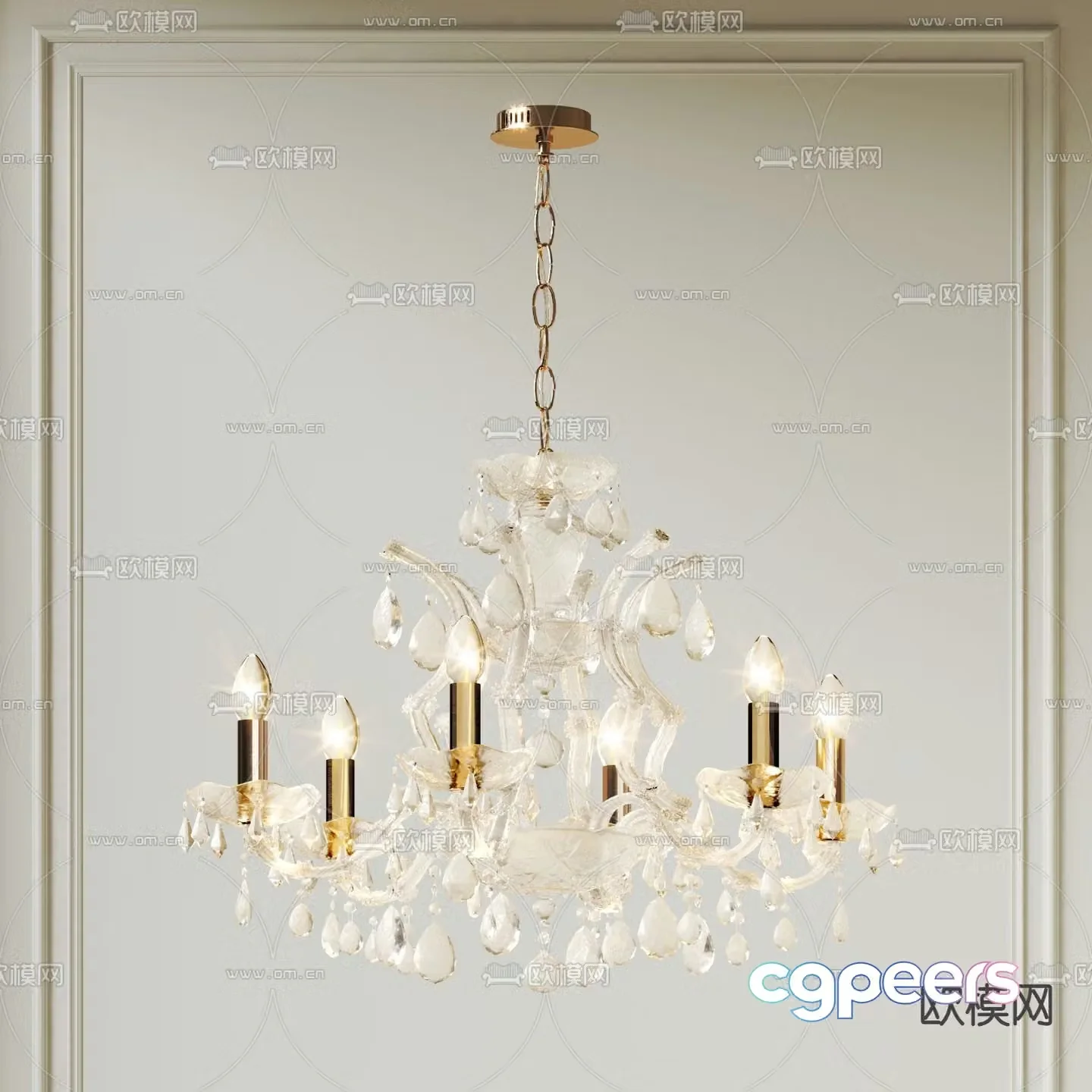 French chandelier light luxury chandelier crystal chandelier 3d model