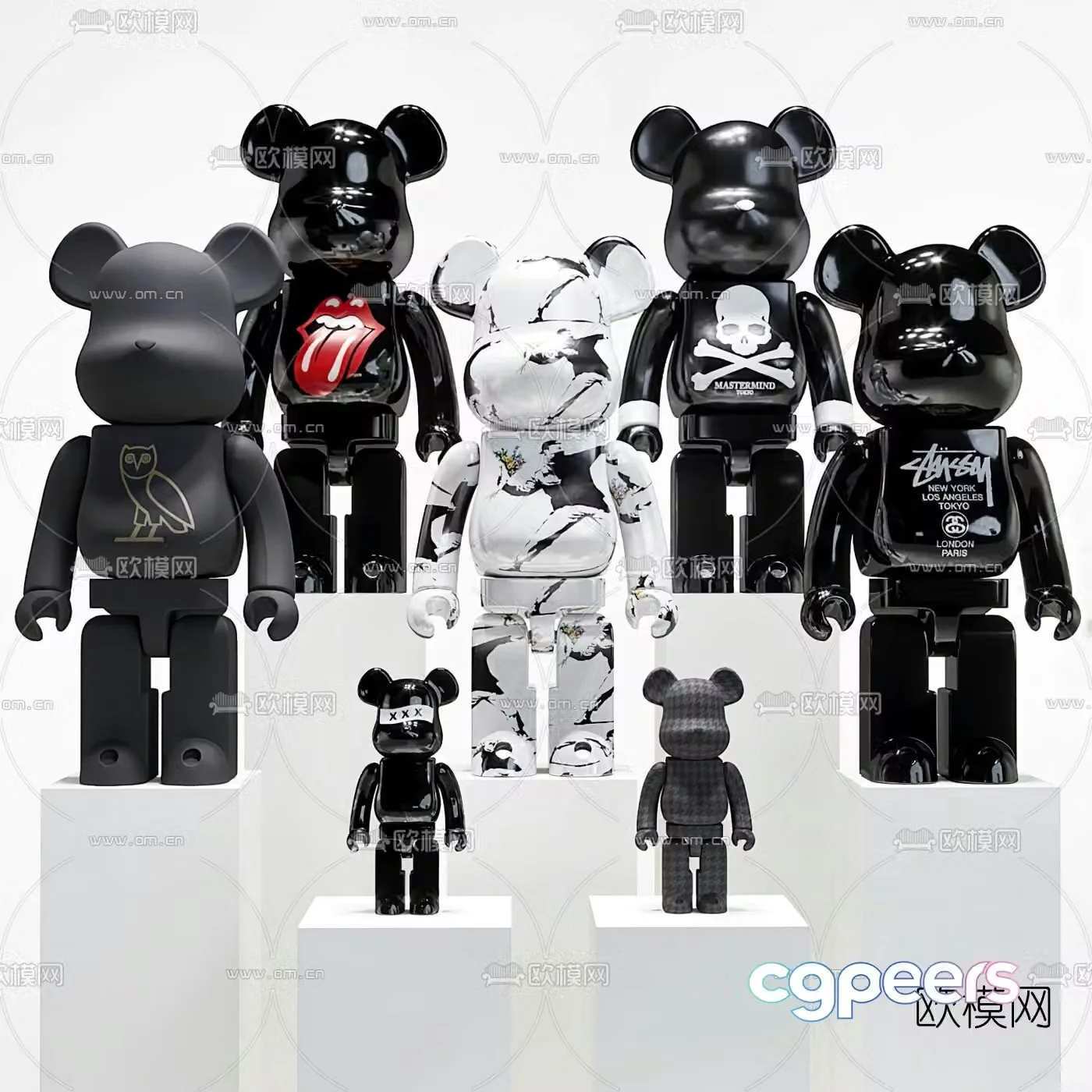 Modern violent bear doll sculpture 3d model