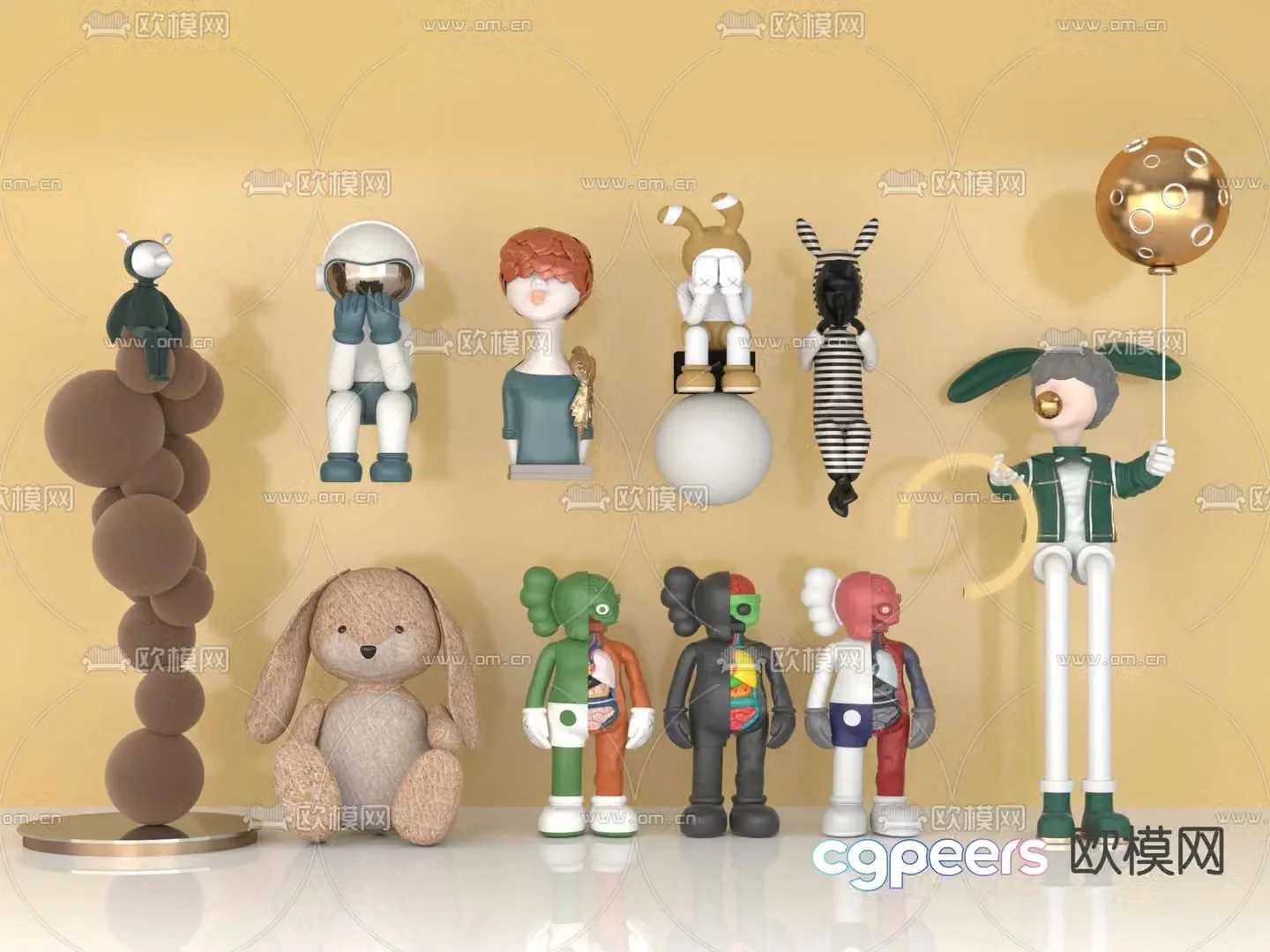 Modern kaws doll doll fashionable ornaments 3d model