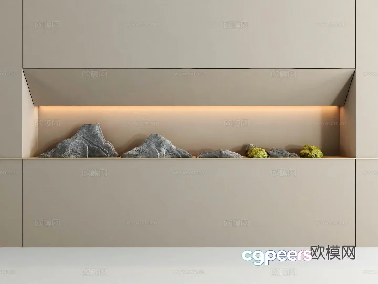 Modern stone ornaments background wall 3d model