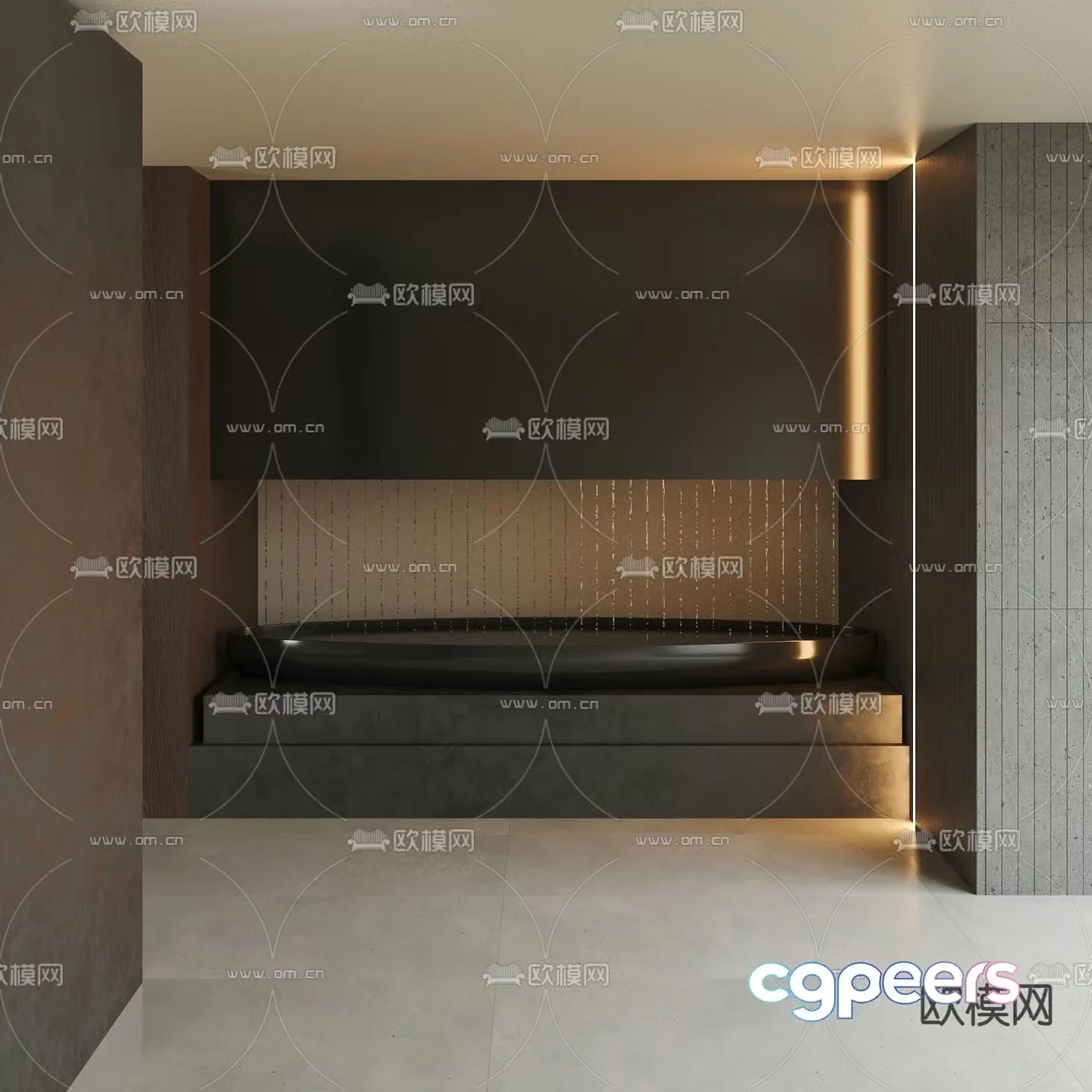 Entrance landscaping 3D model of stacked water feature wall
