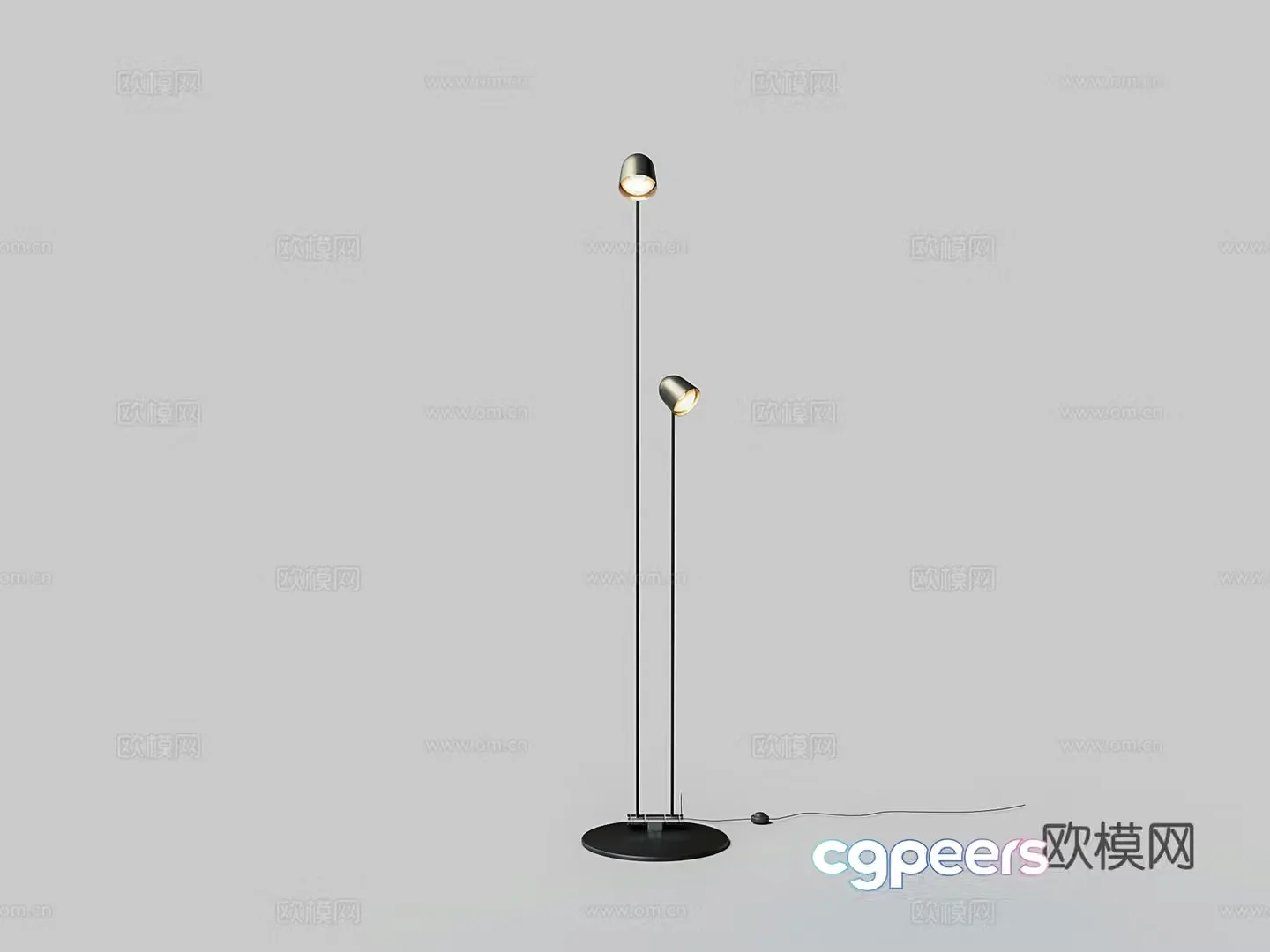 Modern double head floor lamp 3d model