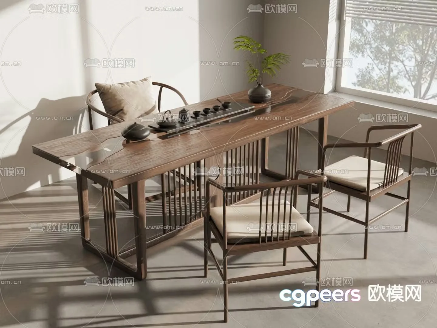 New Chinese style tea table tea table 3d model