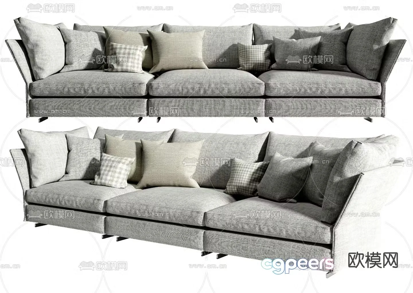 Molteni&C modern fabric multi-seater sofa 3d model