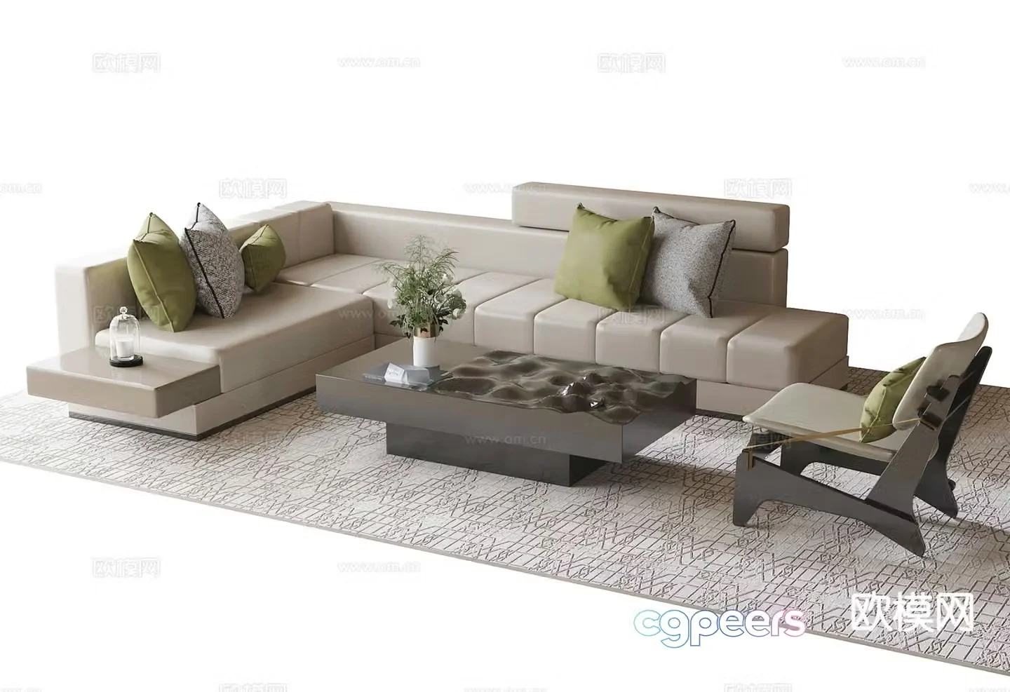 Modern negotiation sofa reception sofa modular sofa 3d model