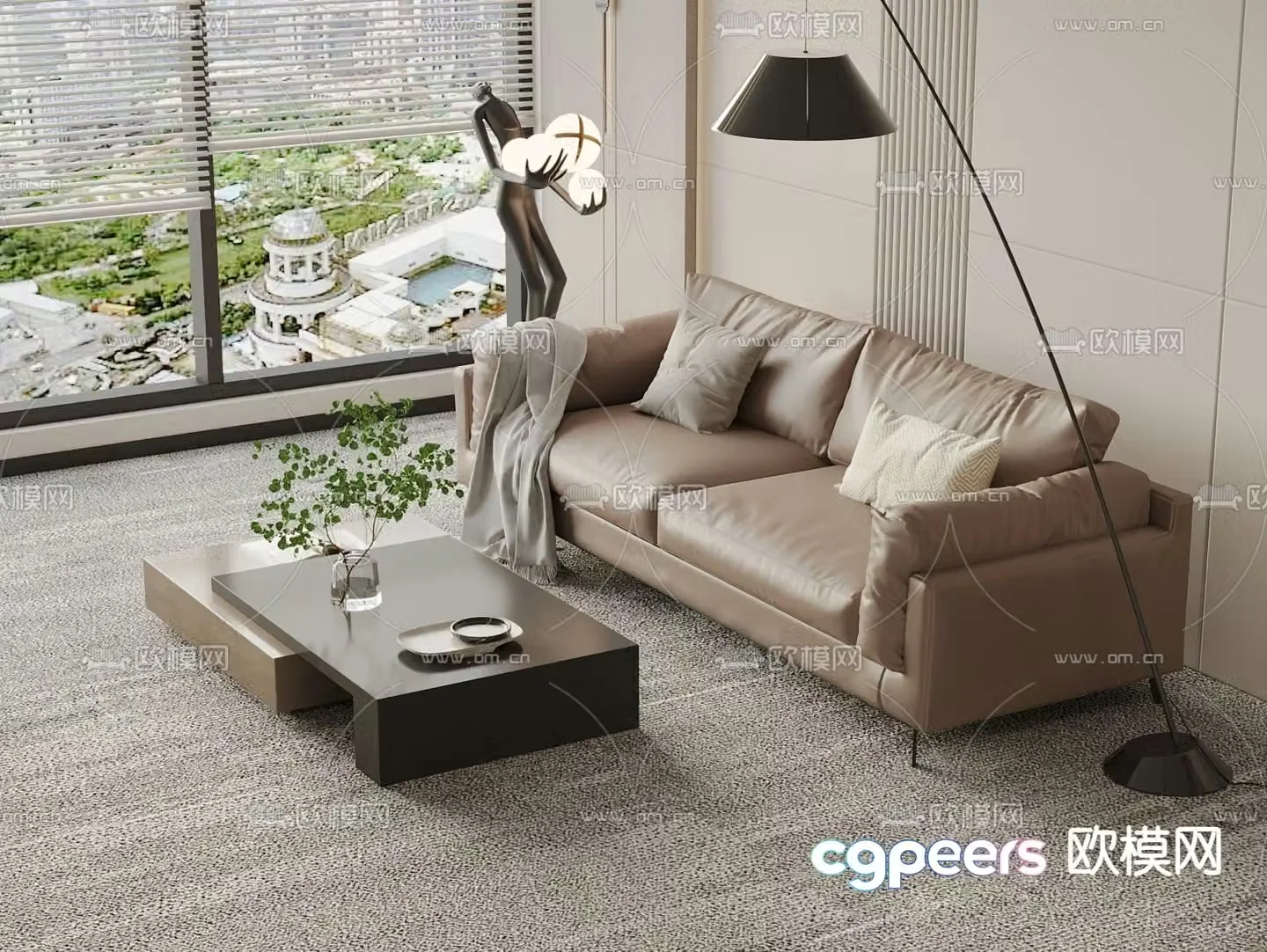 leather sofa loveseat 3d model