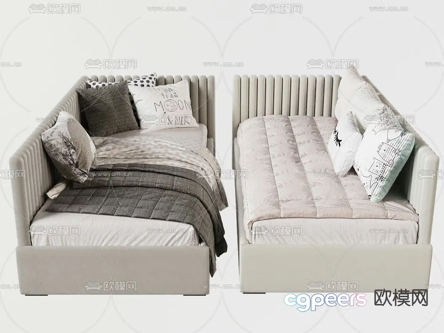 Nordic children’s bed single bed 3d model