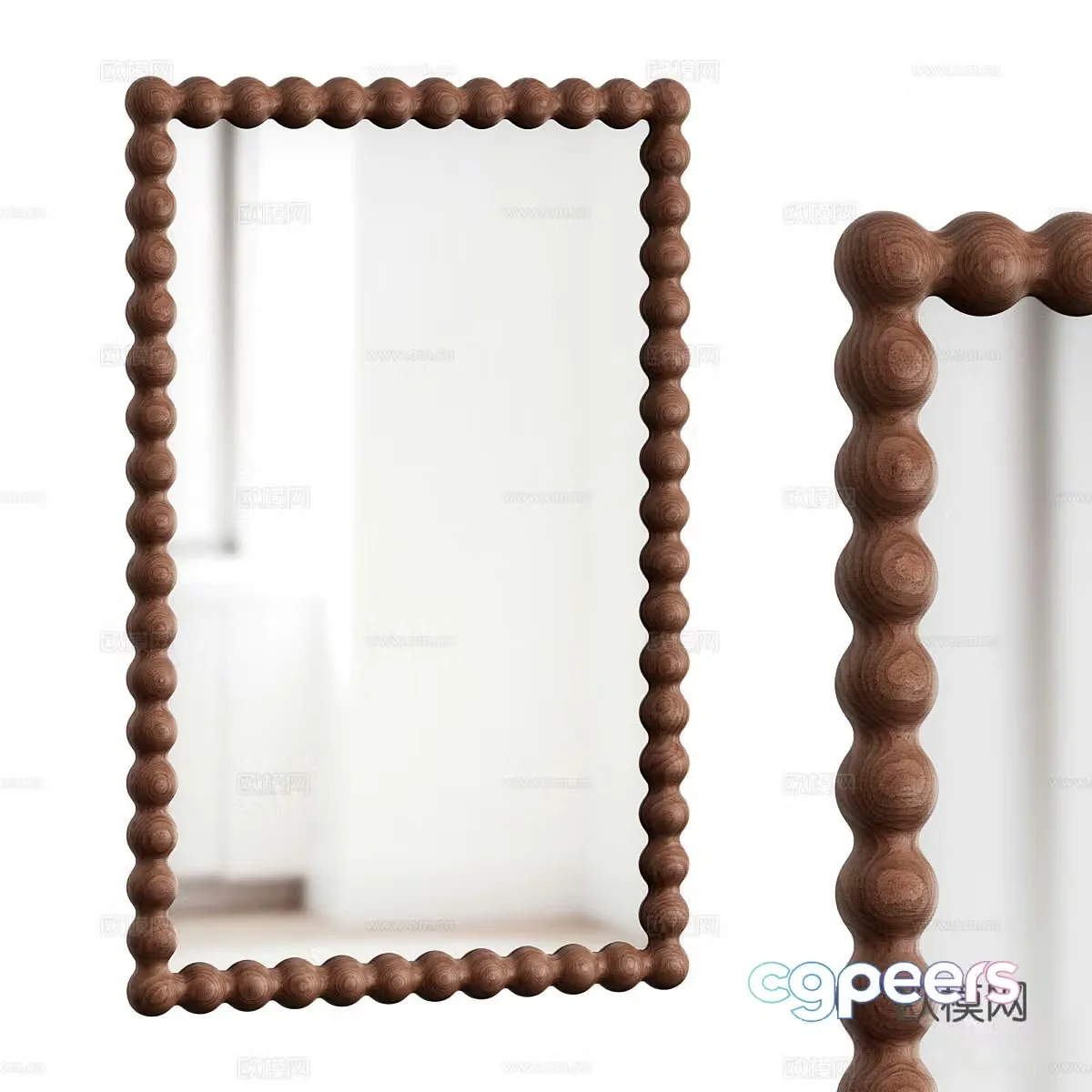 New Chinese style medieval decorative mirror 3D model