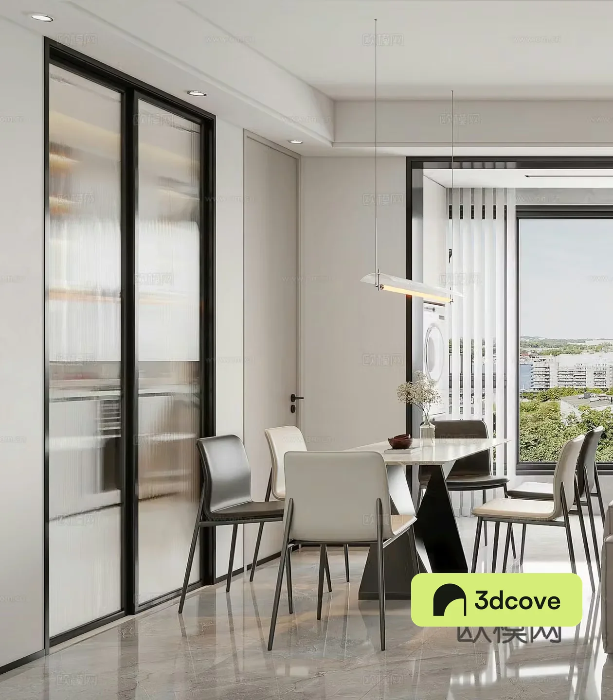 Modern restaurant Simple restaurant Dining table Chandelier Modern living restaurant G637