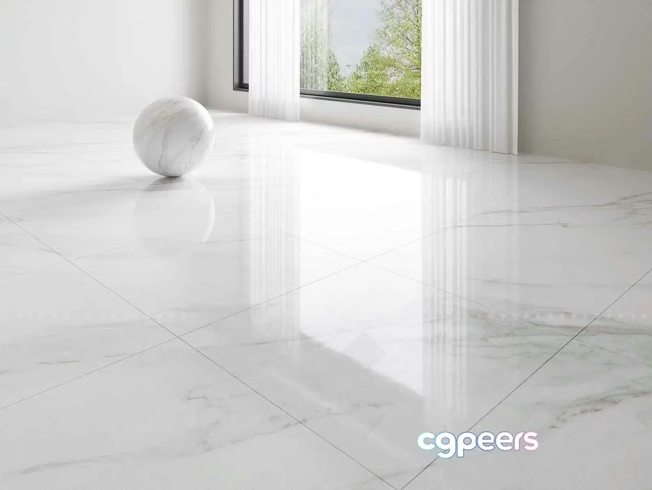 White Marble Floor 3D Model – 191 – VRAY Render