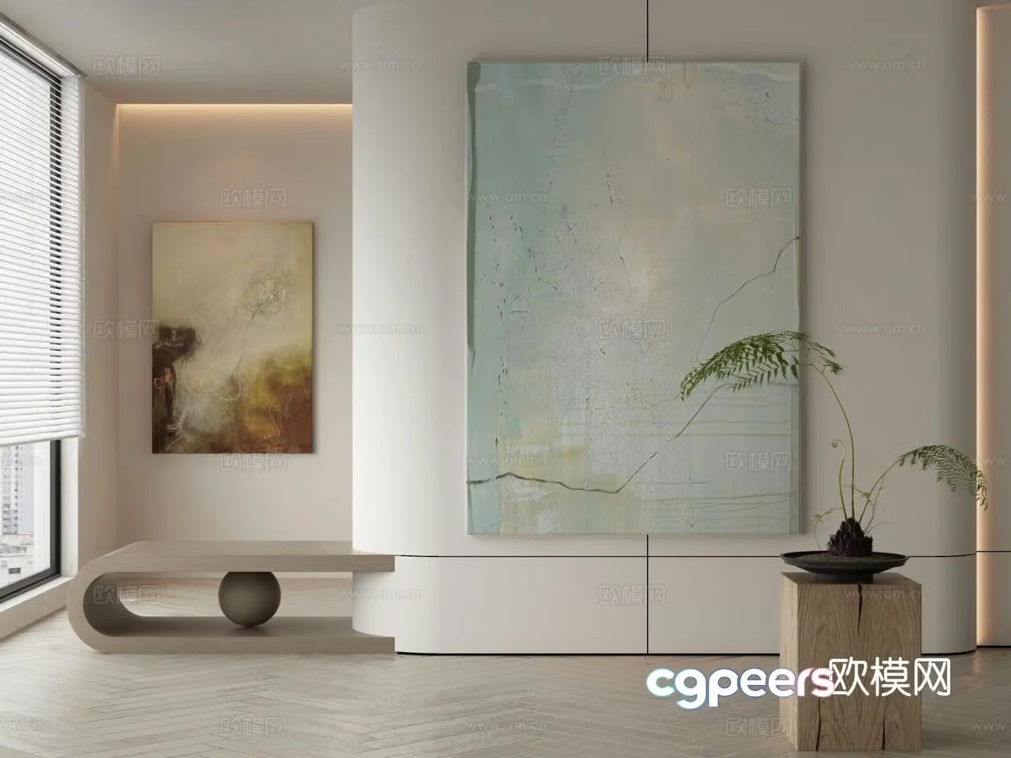Modern texture painting decorative painting 3d model