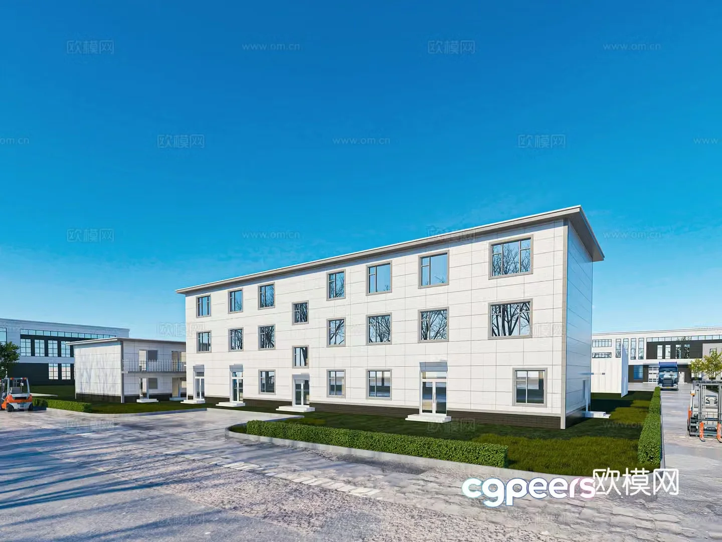 3D model of factory office building appearance