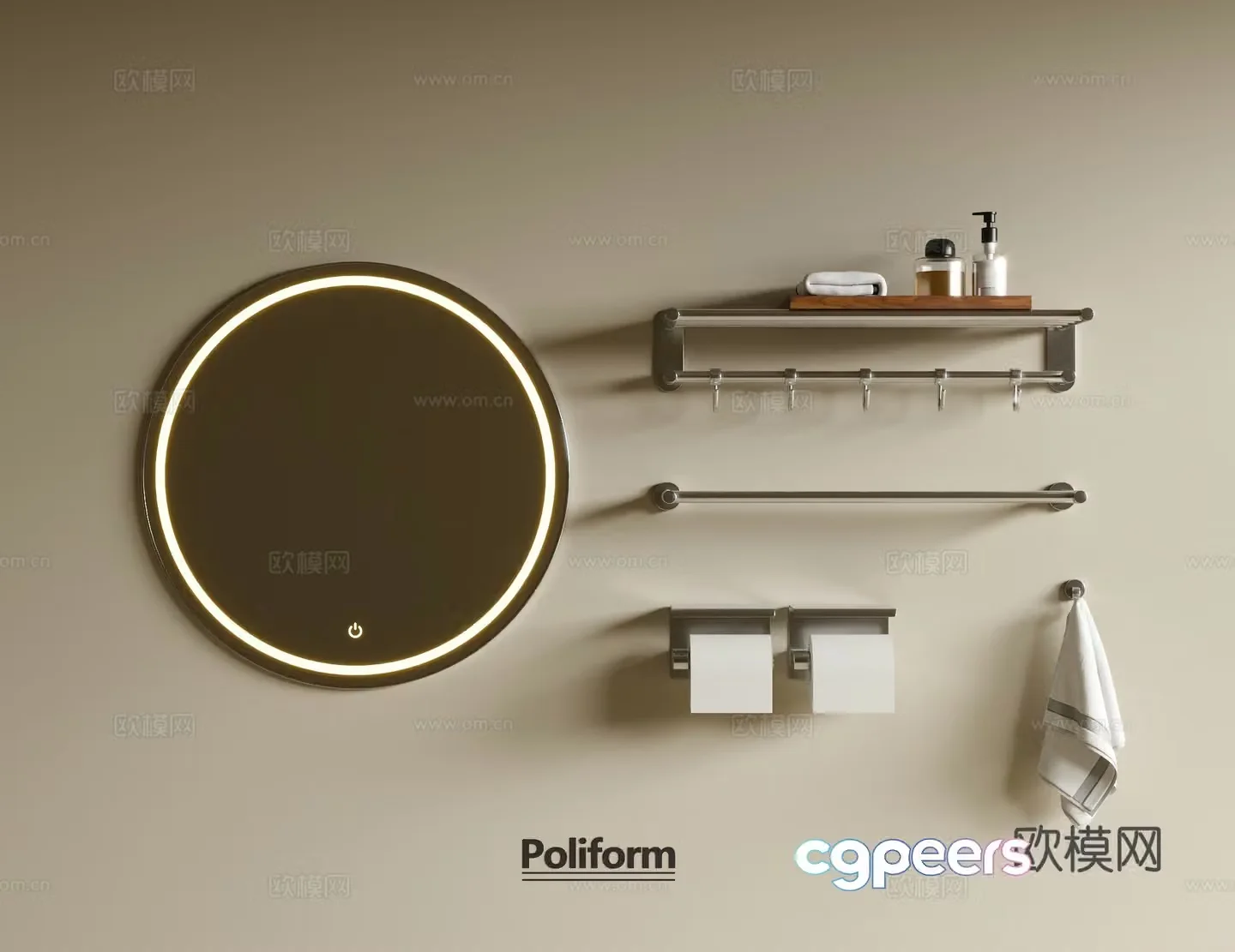 Modern towel rack bathroom storage rack 3d model