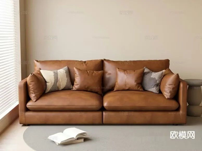 A Brown Leather Sofa 3D Model – 6775 – VRAY Render