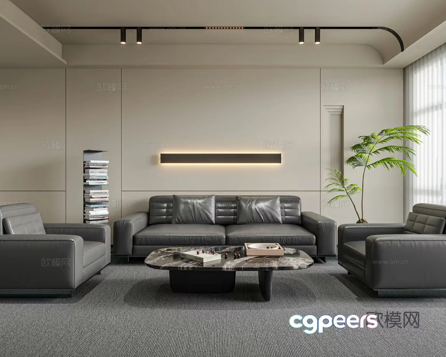 Office sofa negotiation sofa reception sofa leather sofa 3d model