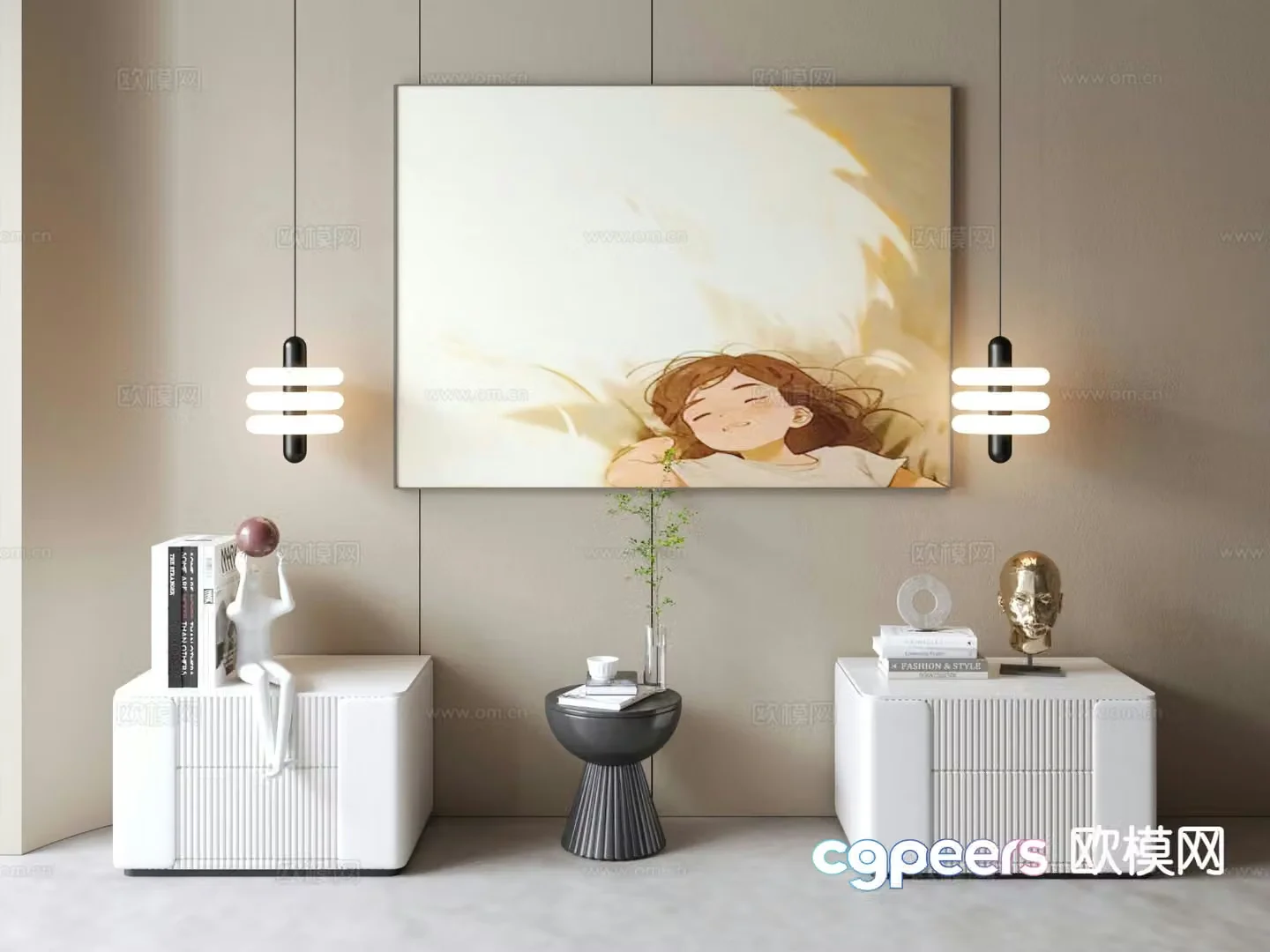 Modern bedside table 3d model