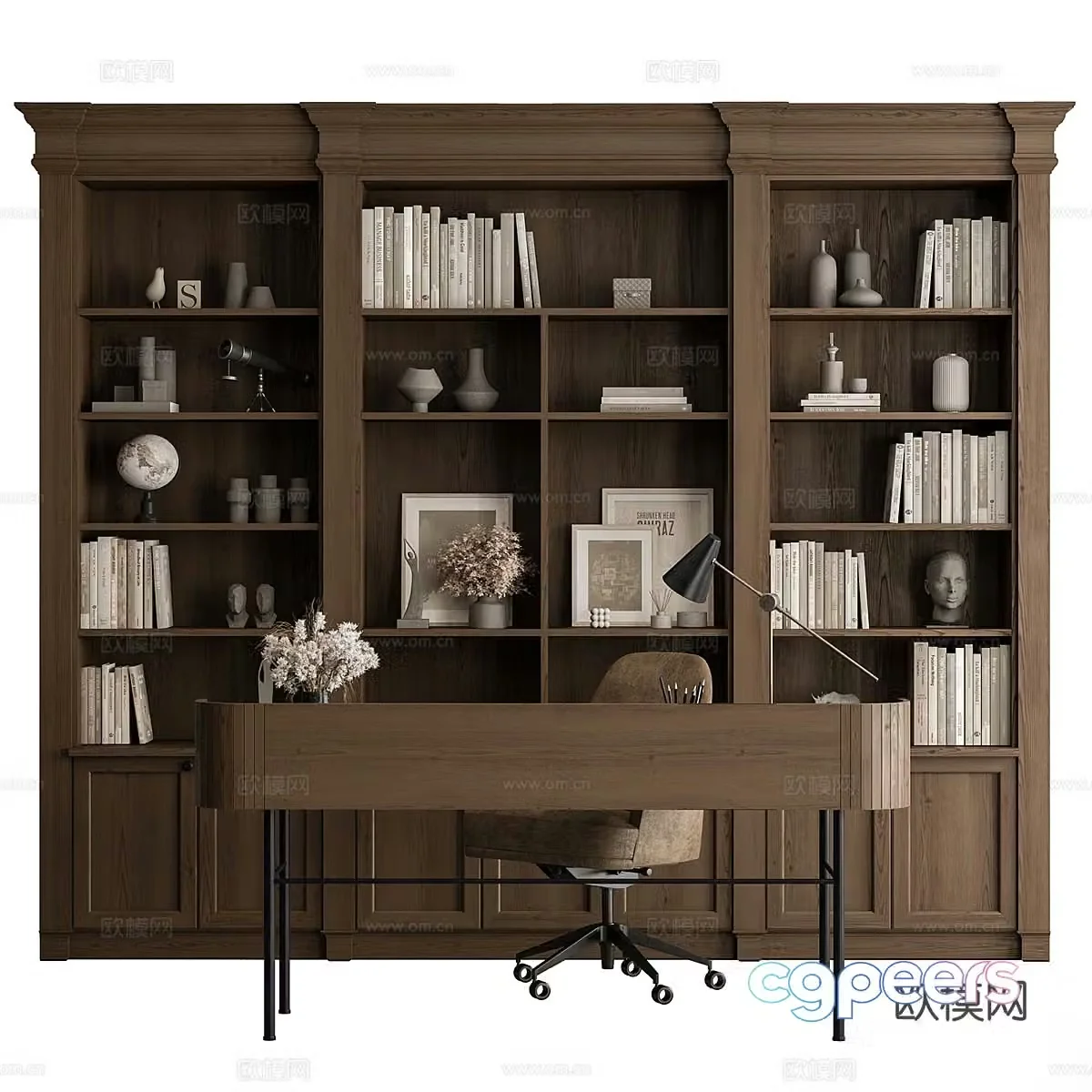American bookcase desk 3d model