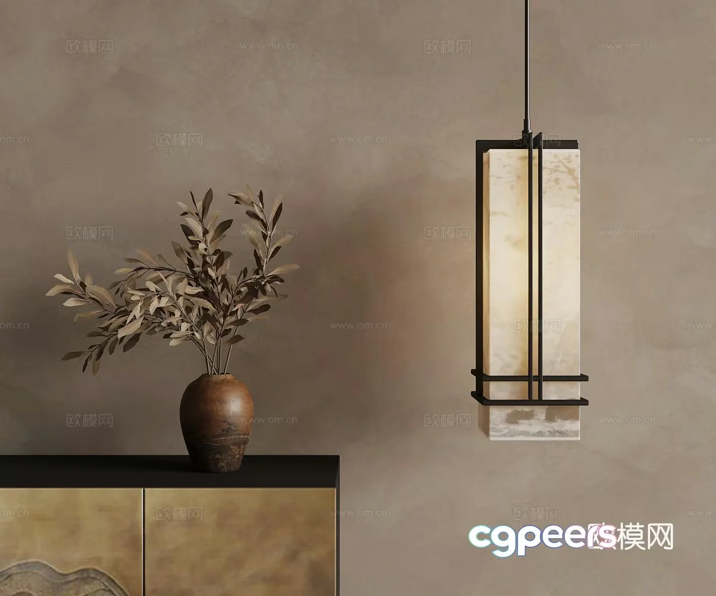 03 New Chinese Chandelier Vase 3D Model
