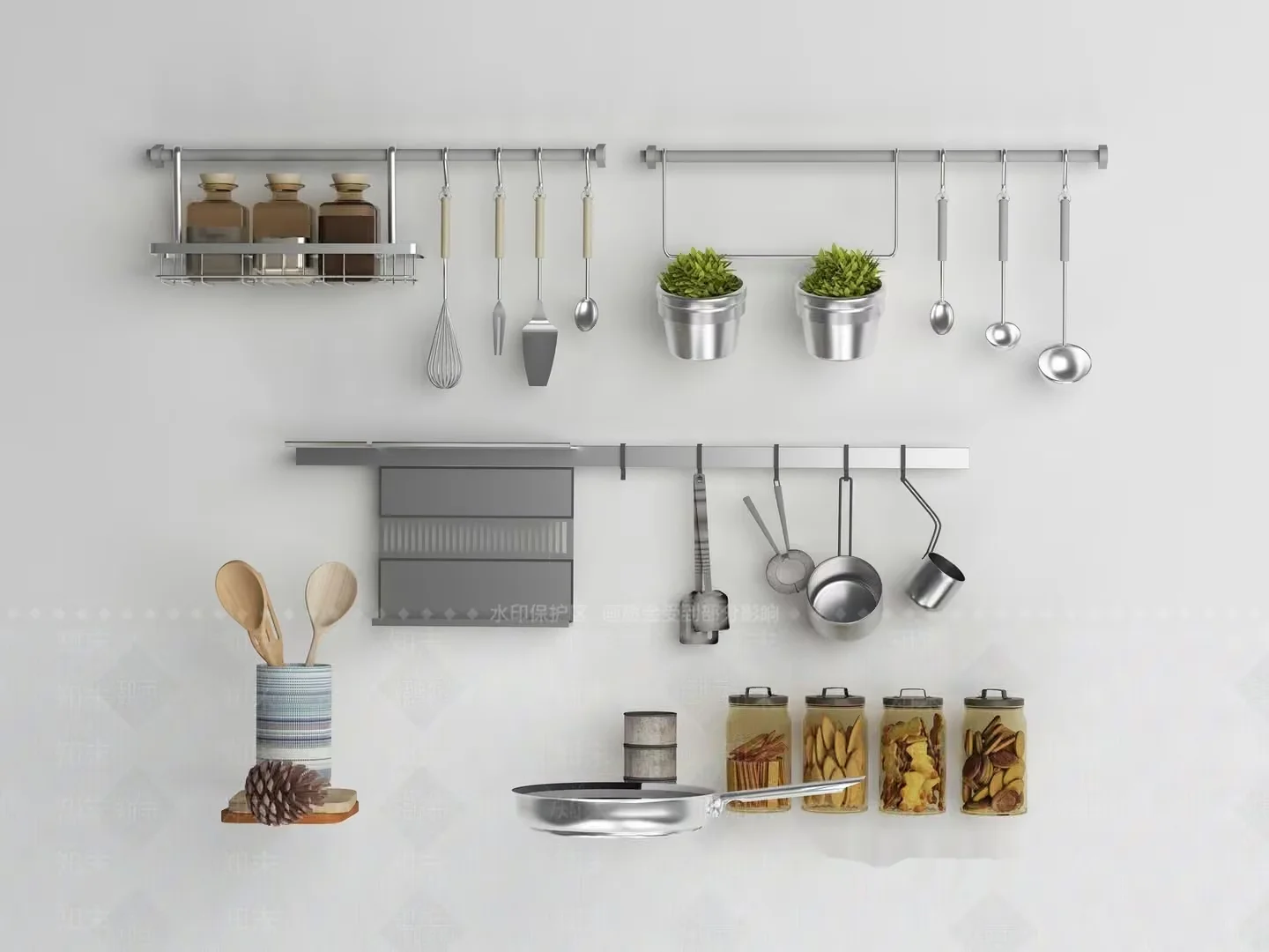 Modern Kitchen Utensils 3D Model – 9467 – VRAY Render