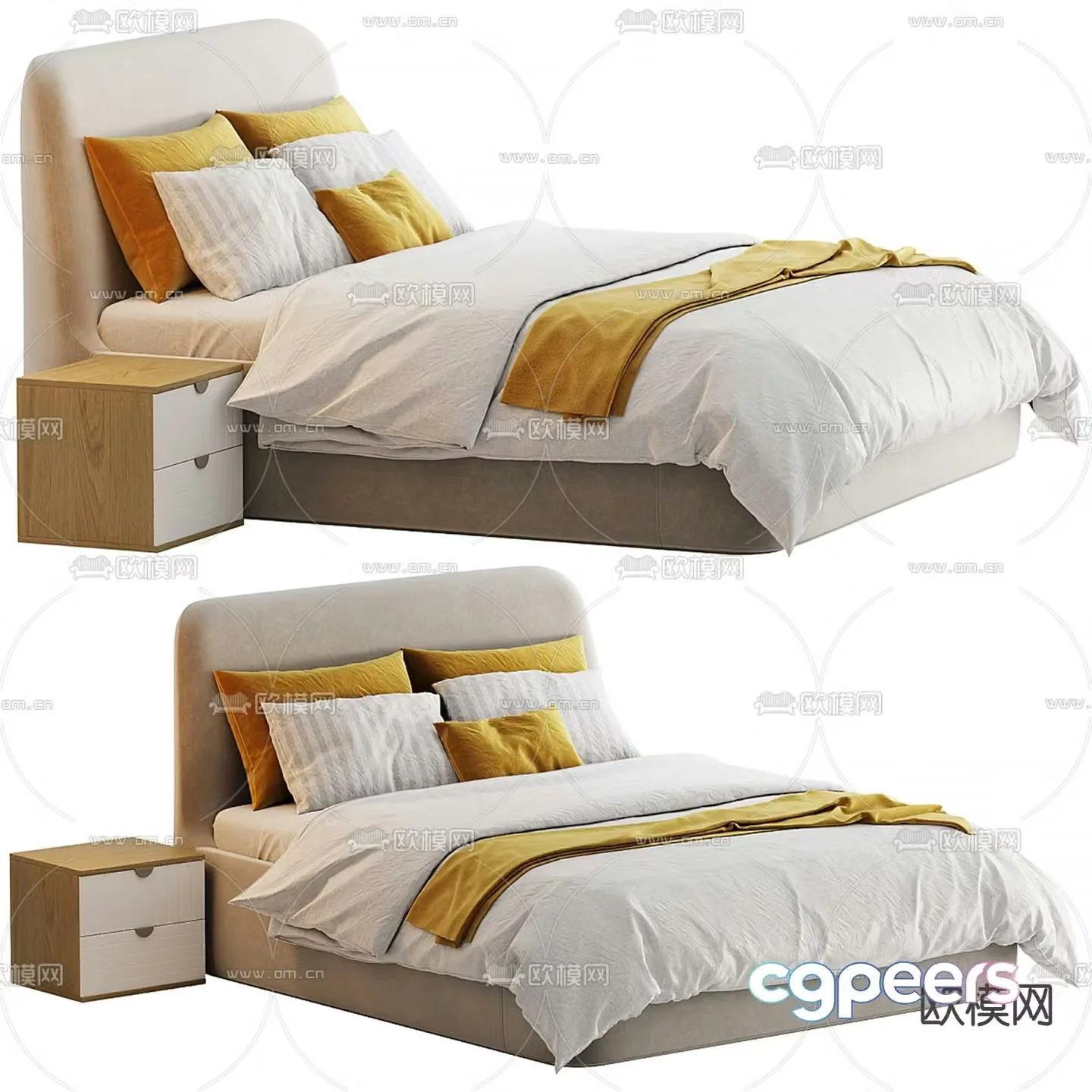 Modern double bed 3d model