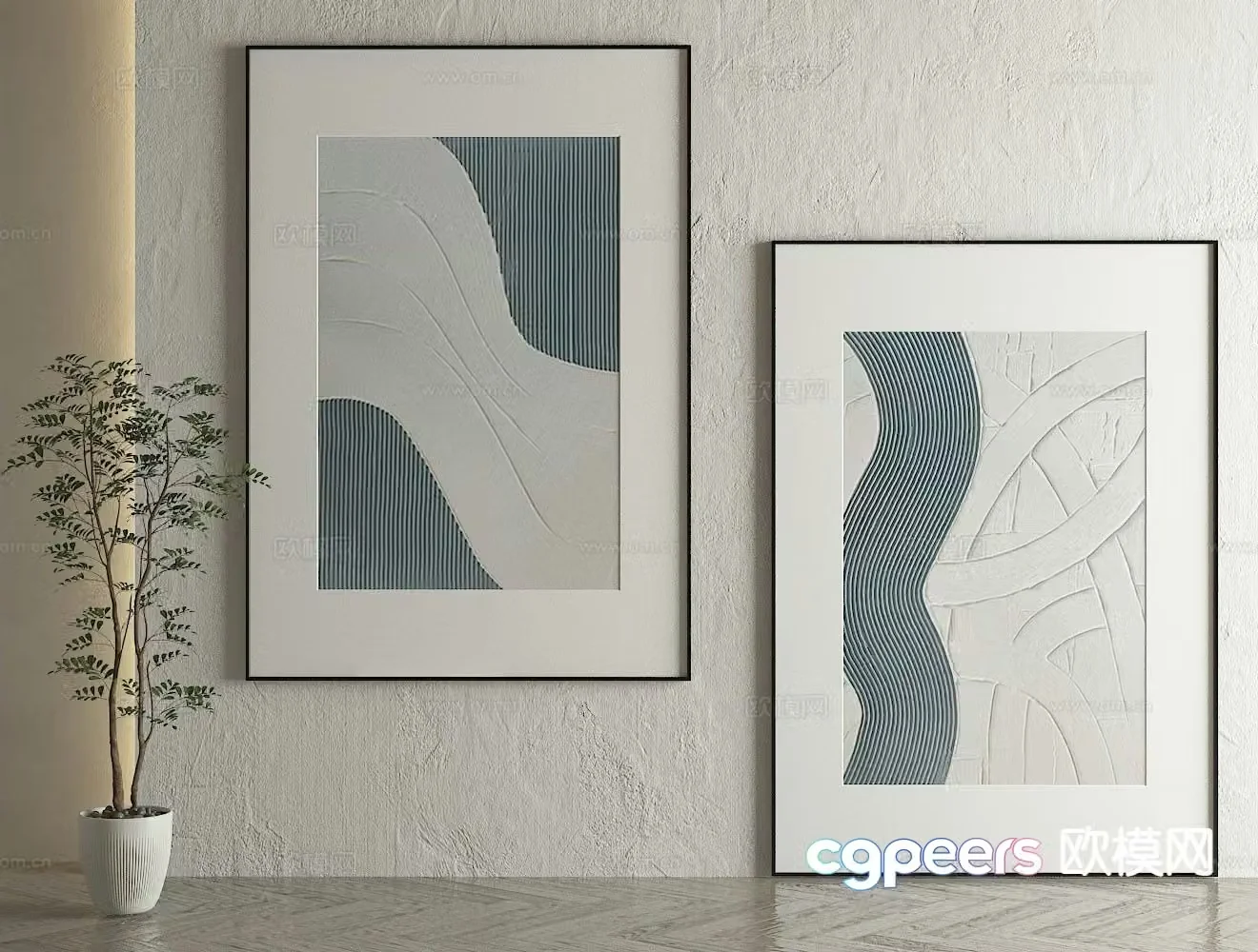 Nordic decorative painting geometric hanging painting 3D model