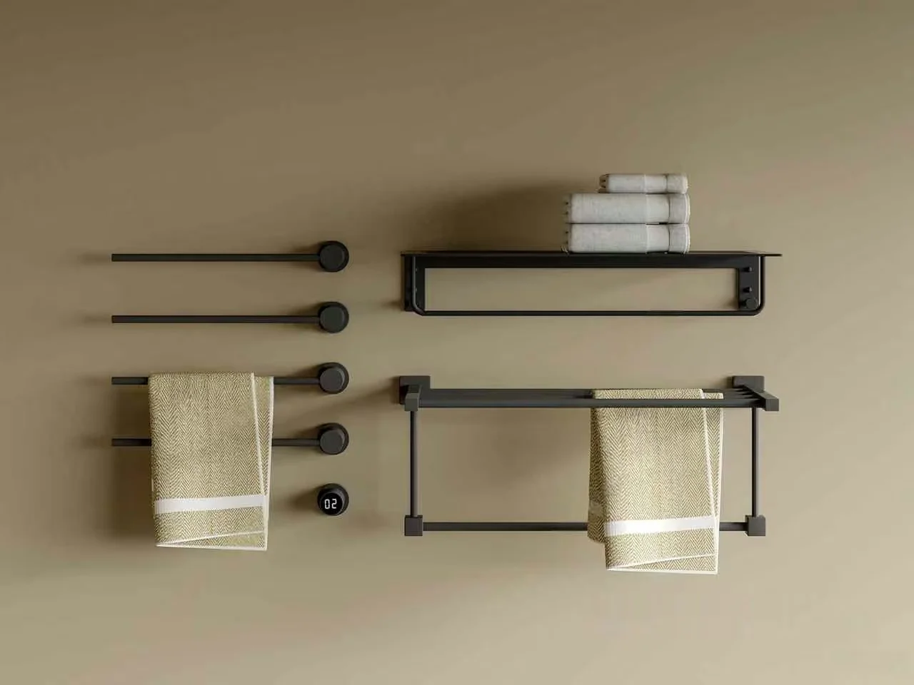 A Towel Rack With Two Towels Hanging From It 3D Model – 10462 – CORONA Render