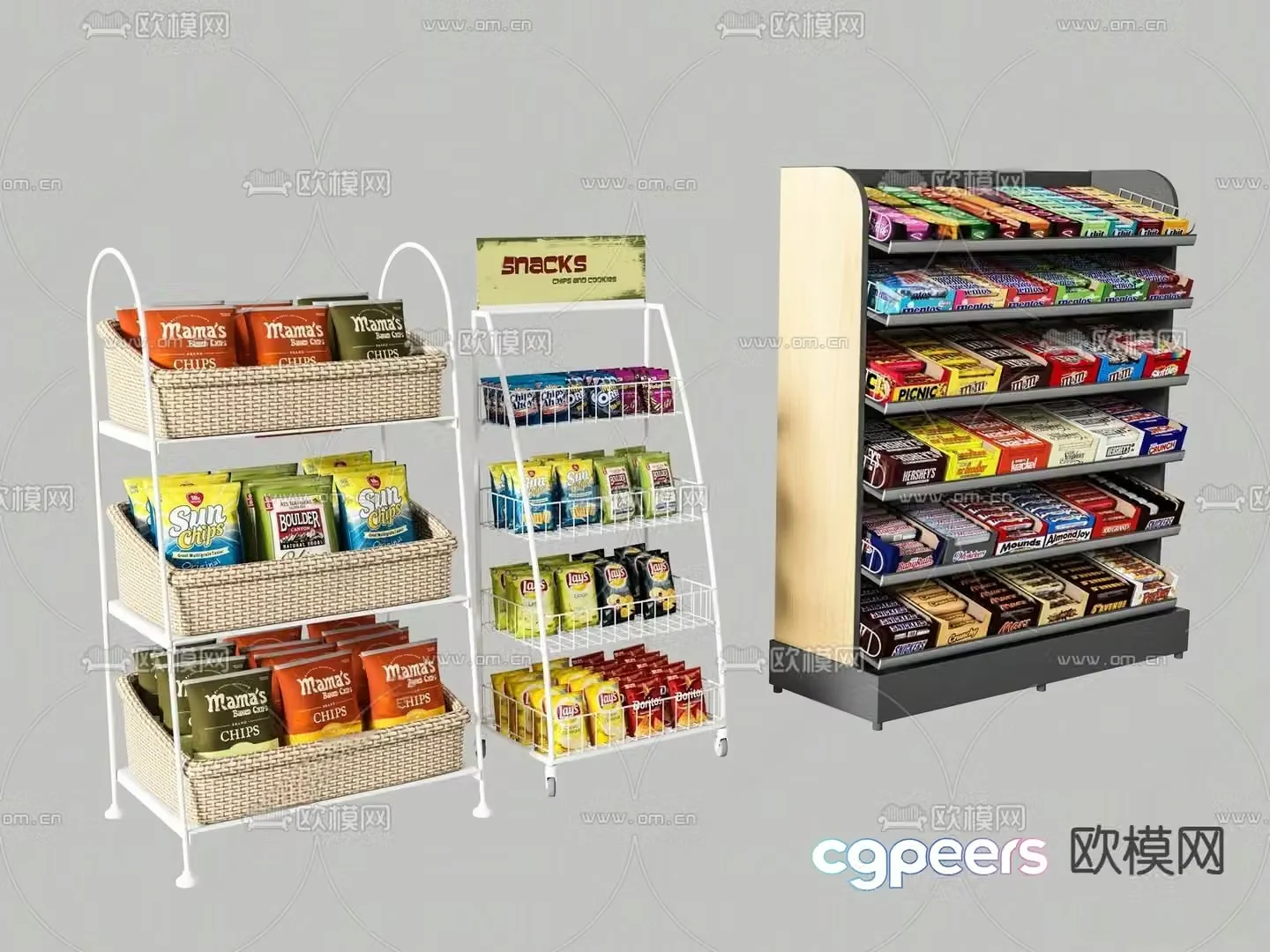 Supermarket snack rack shelf 3d model