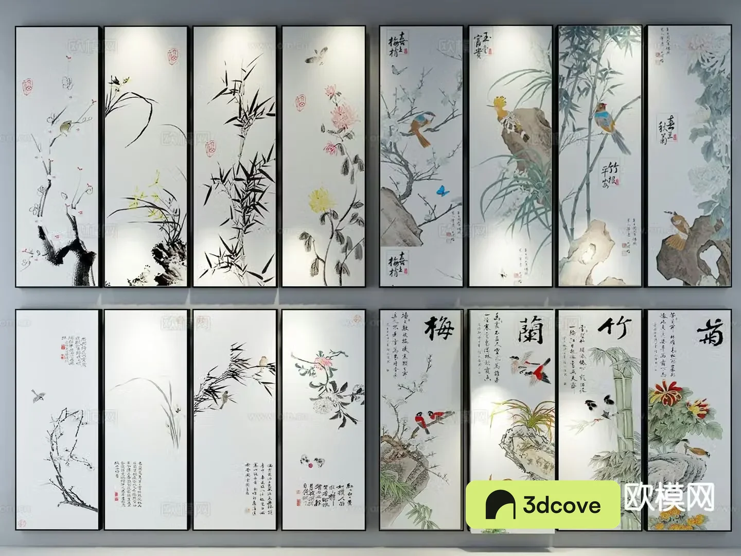 New Chinese style decorative painting Zen hanging painting flower and bird painting