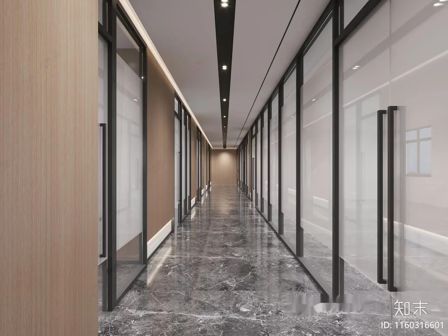 Modern Office Hallway 3D Model – 18371 – VRAY Render