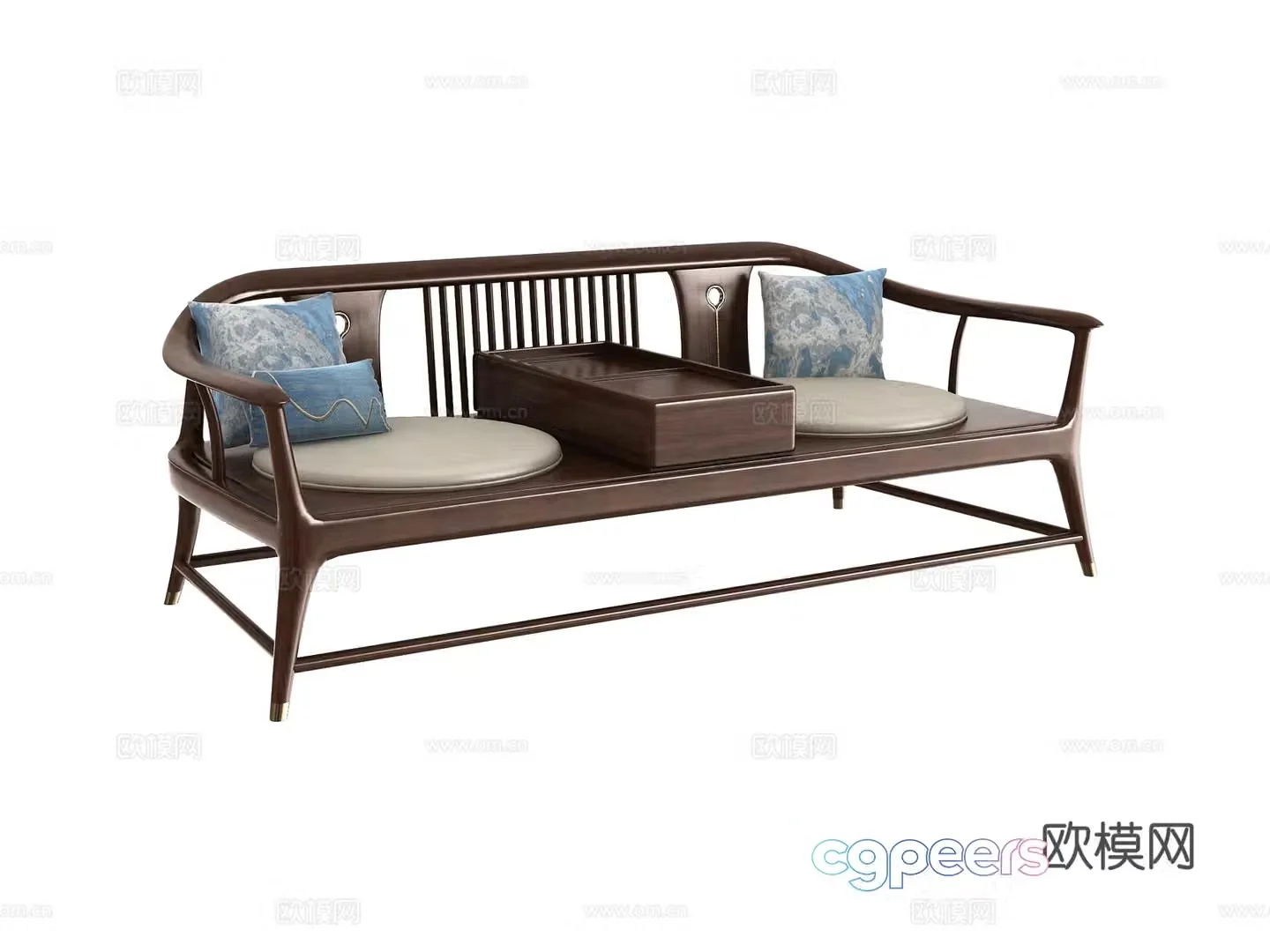 New Chinese style sofa double sofa 3d model