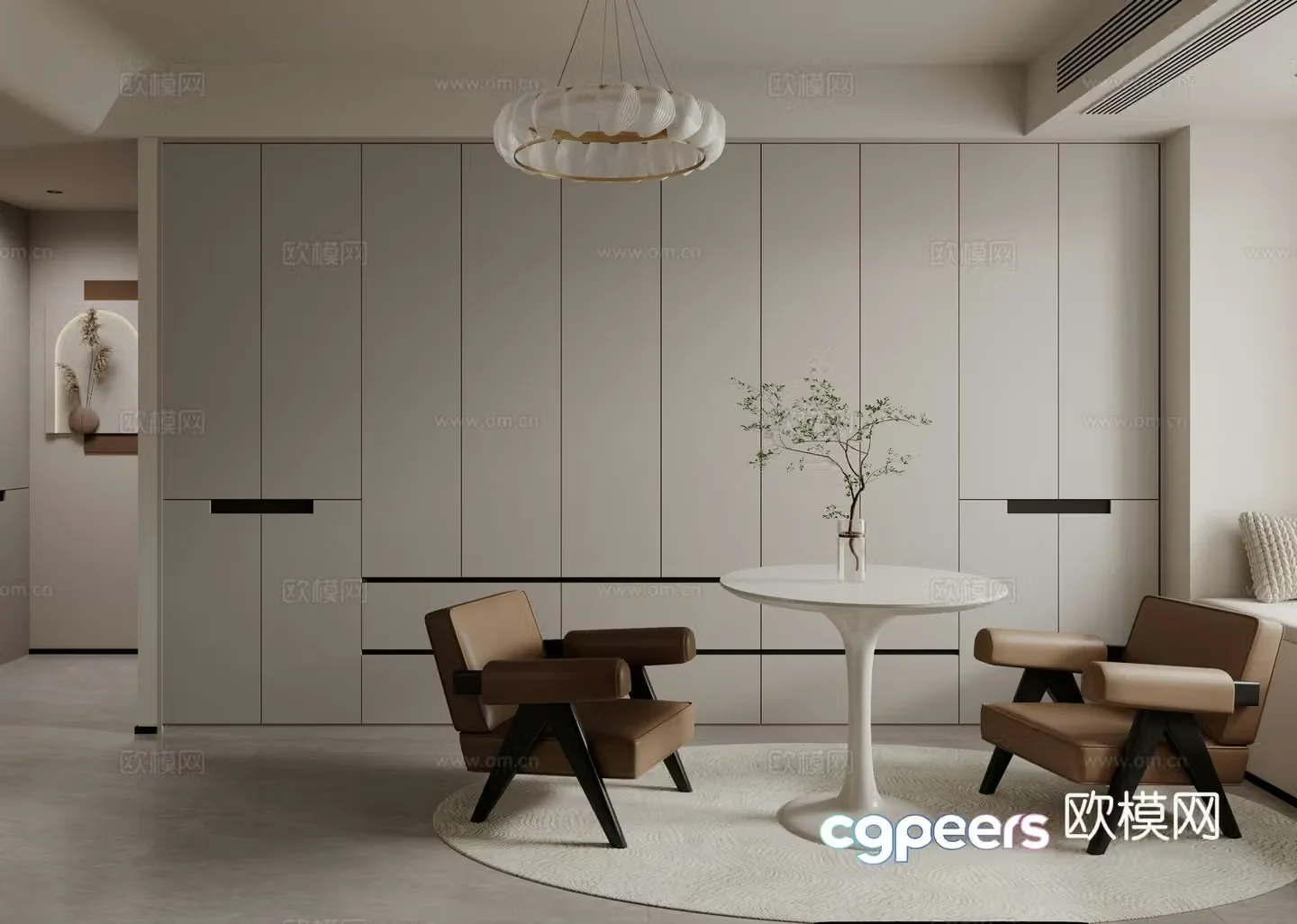 Modern minimalist living restaurant 3d model