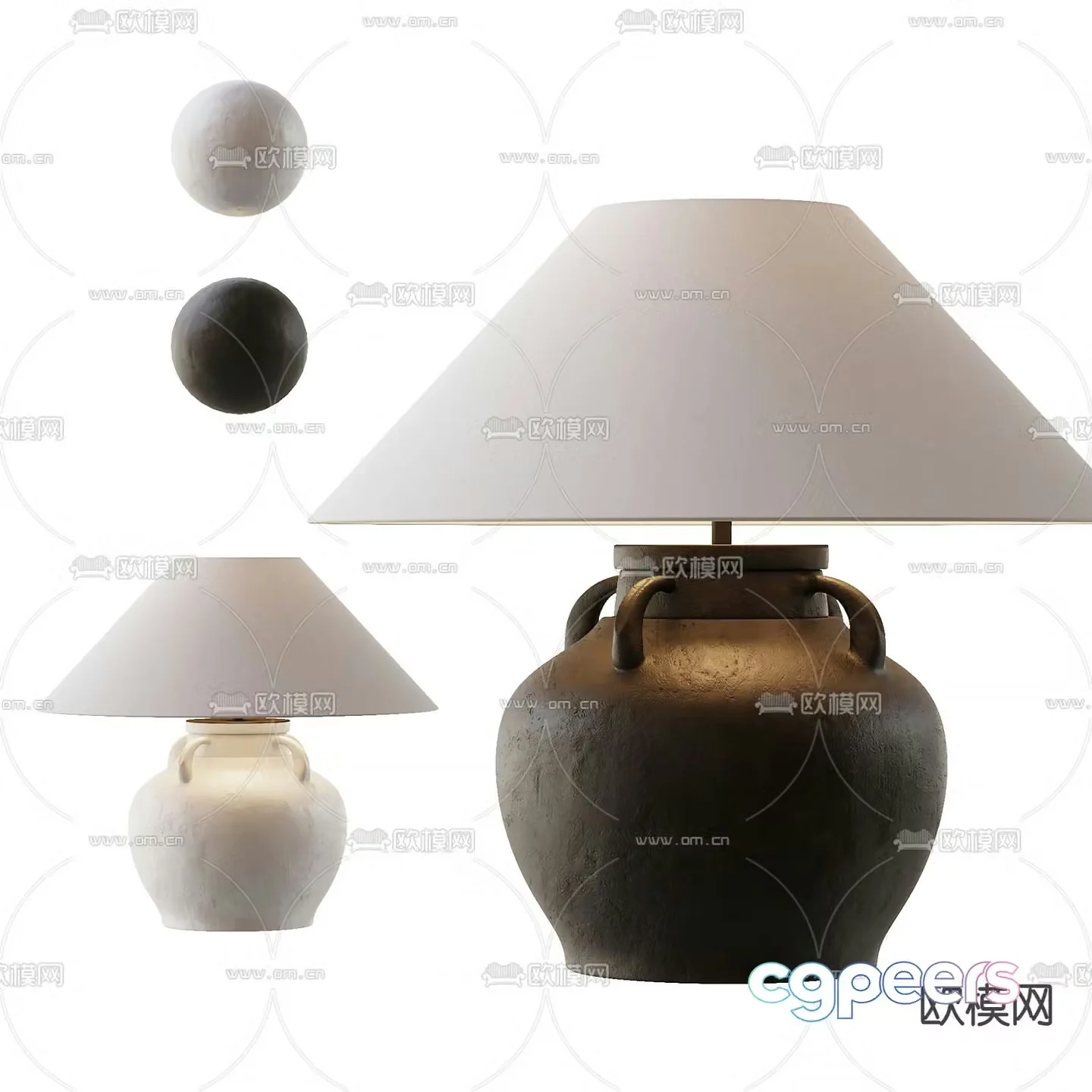 Medieval style table lamp clay pot table lamp 3d model