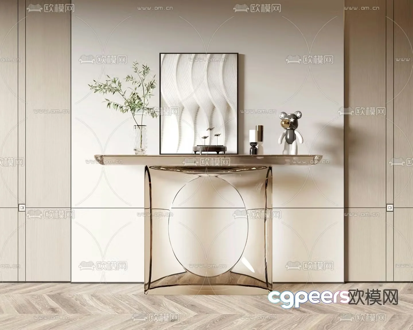 Acrylic end view table 3D model
