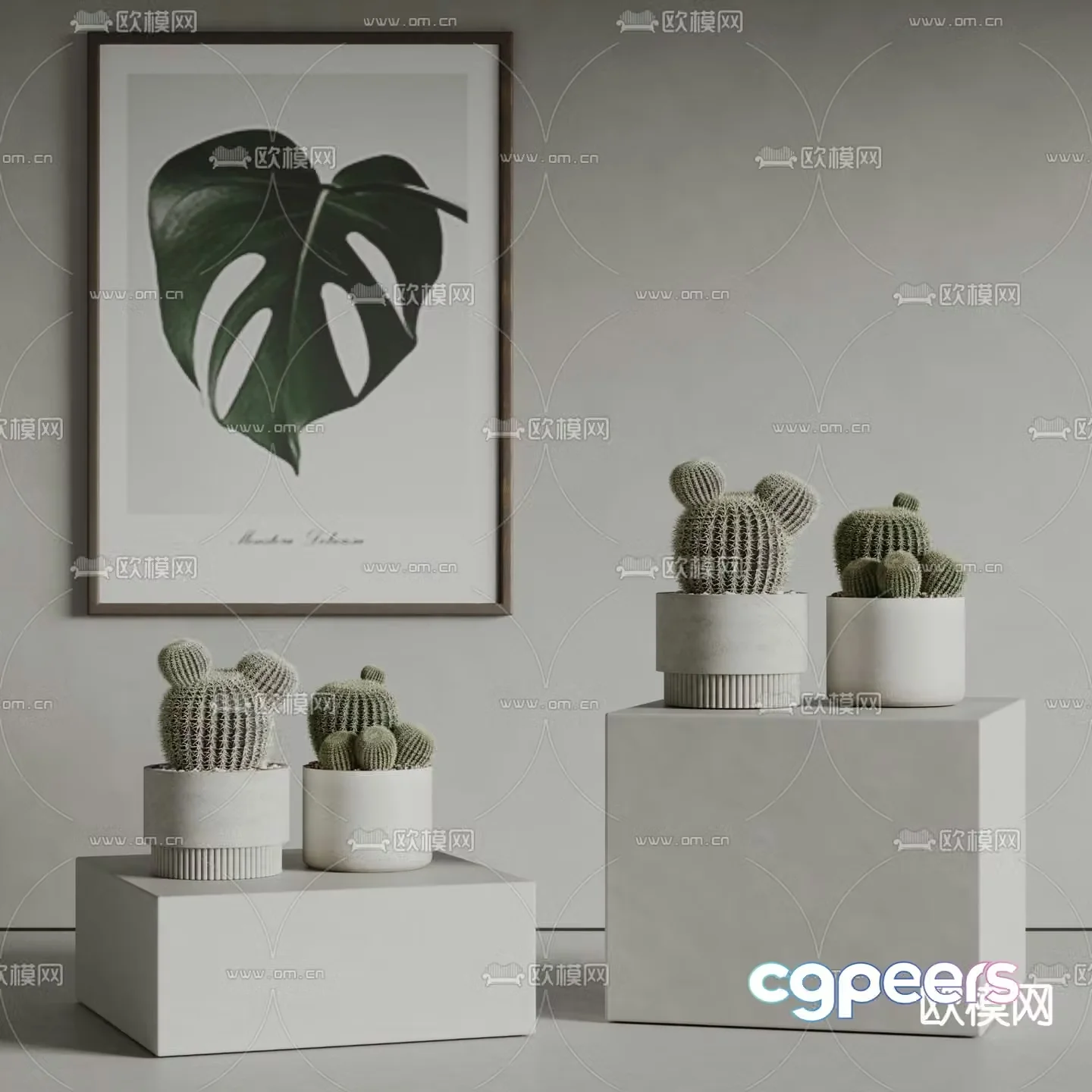 Modern Cactus Pot Plant 3D Model
