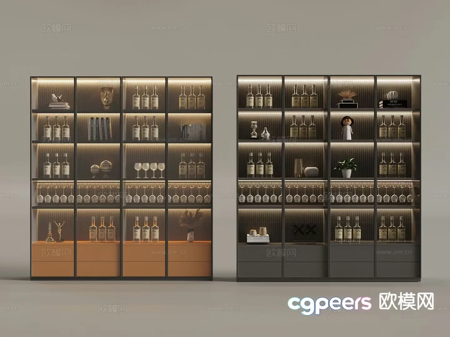 Modern glass wine cabinet sideboard 3d model