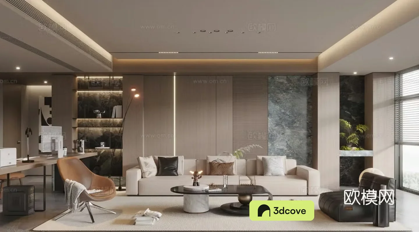Modern home living room 3d model design