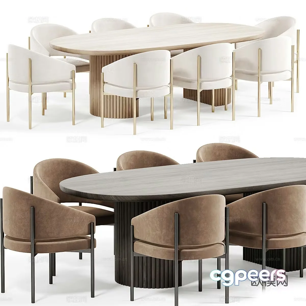 Modern Italian dining table and chair 3d model