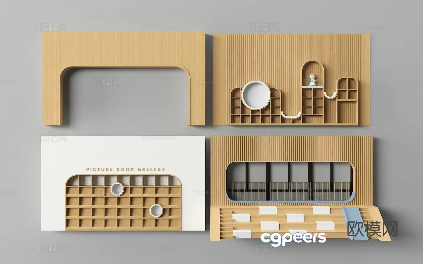 Library background wall Library bookshelf 3d model