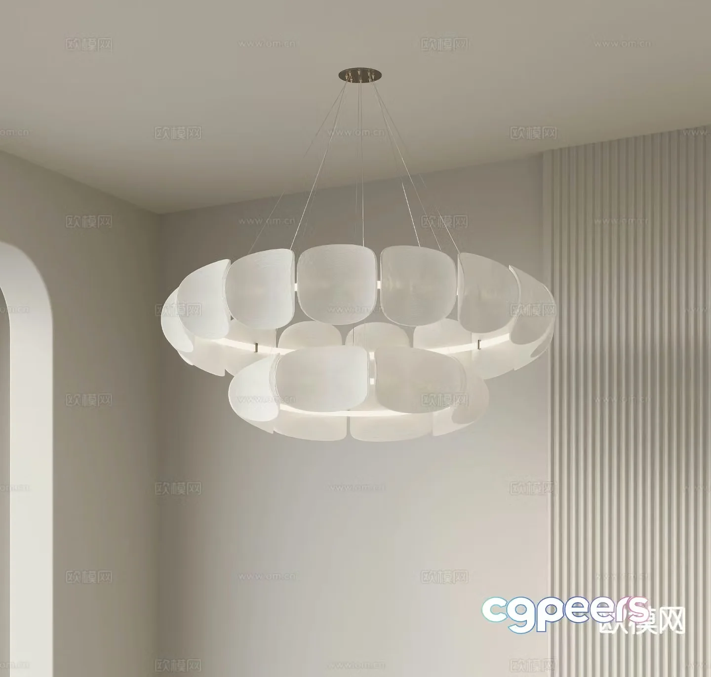 Cream style chandelier art chandelier 3d model