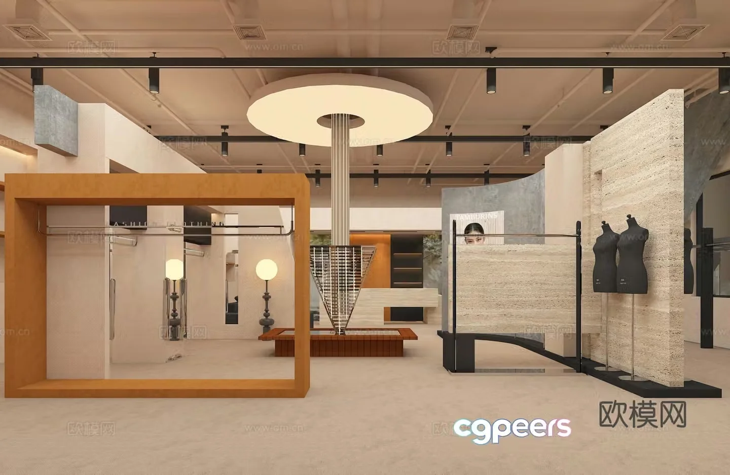 Industrial style clothing store 3d model