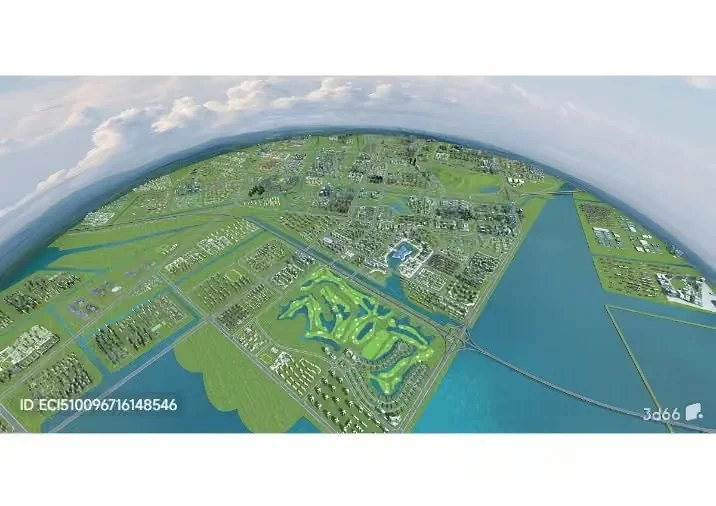 Aerial View Of A Golf Course 3D Model – 5038 – VRAY Render