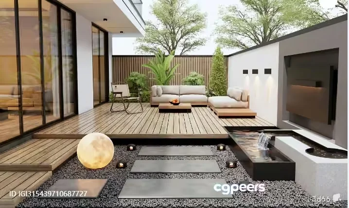 Modern Outdoor Patio 3D Model – 9149 – VRAY Render