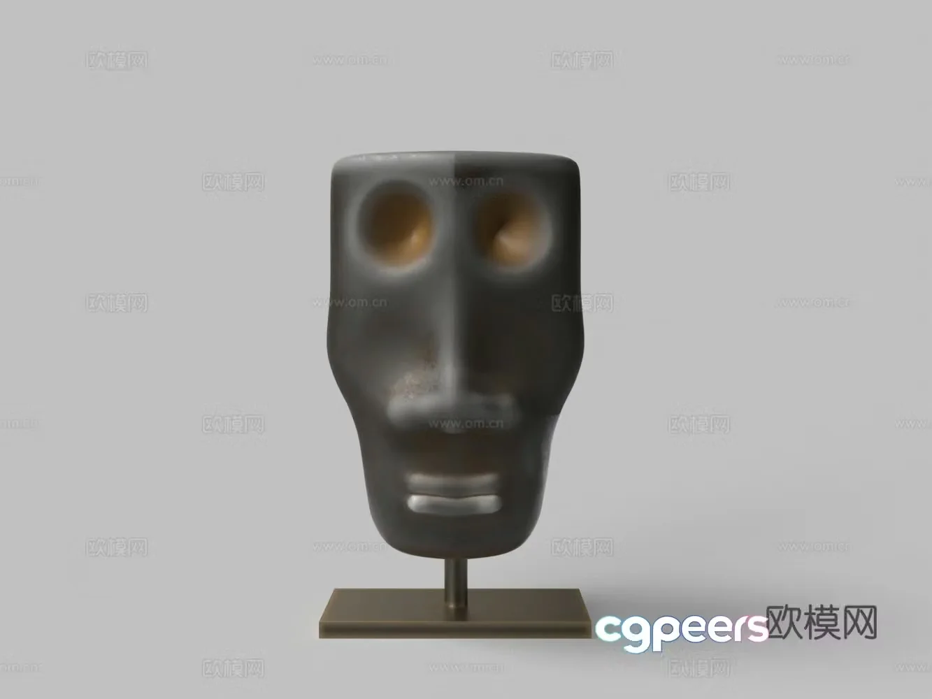 Antique old human face statue 3d model