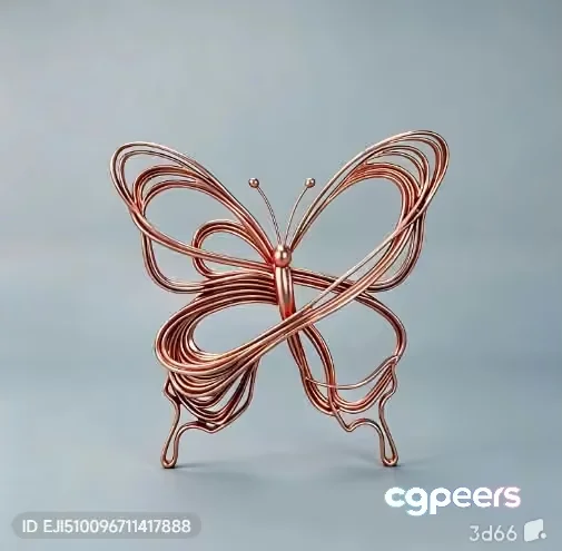 A Copper Butterfly Sculpture 3D Model – 7678 – VRAY Render