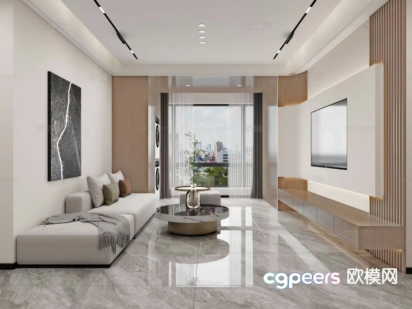 Modern minimalist living room 3d model