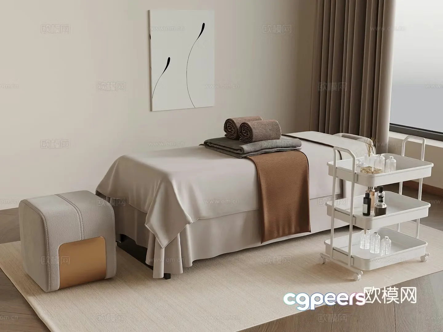 Modern massage table beauty supplies 3d model