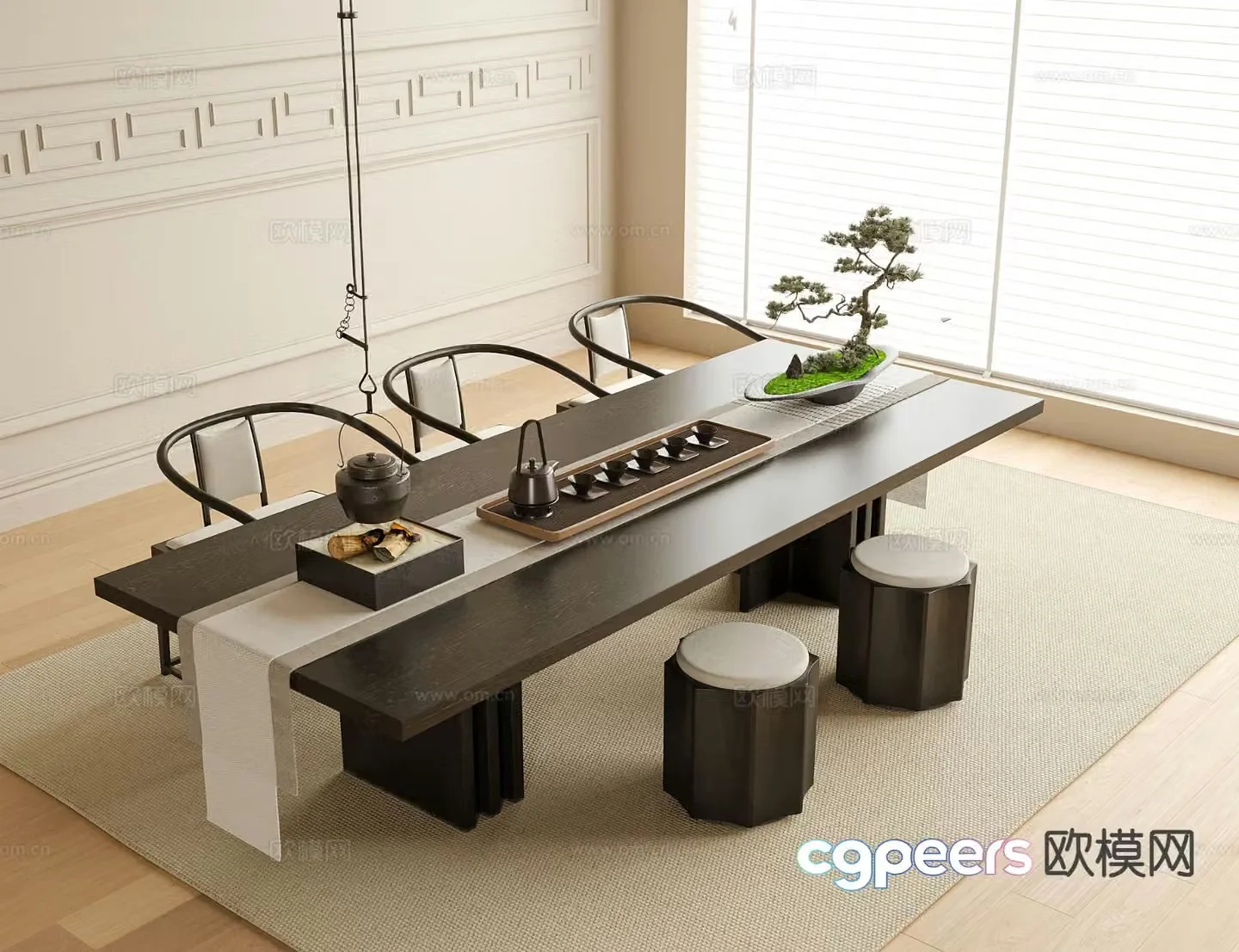 New Chinese style tea table tea table 3d model