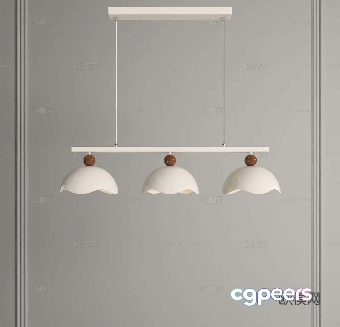 Middle-aged chandelier Cream-style chandelier Three-head chandelier Multi-head chandelier Eggshell chandelier Restaurant chandelier 3D model