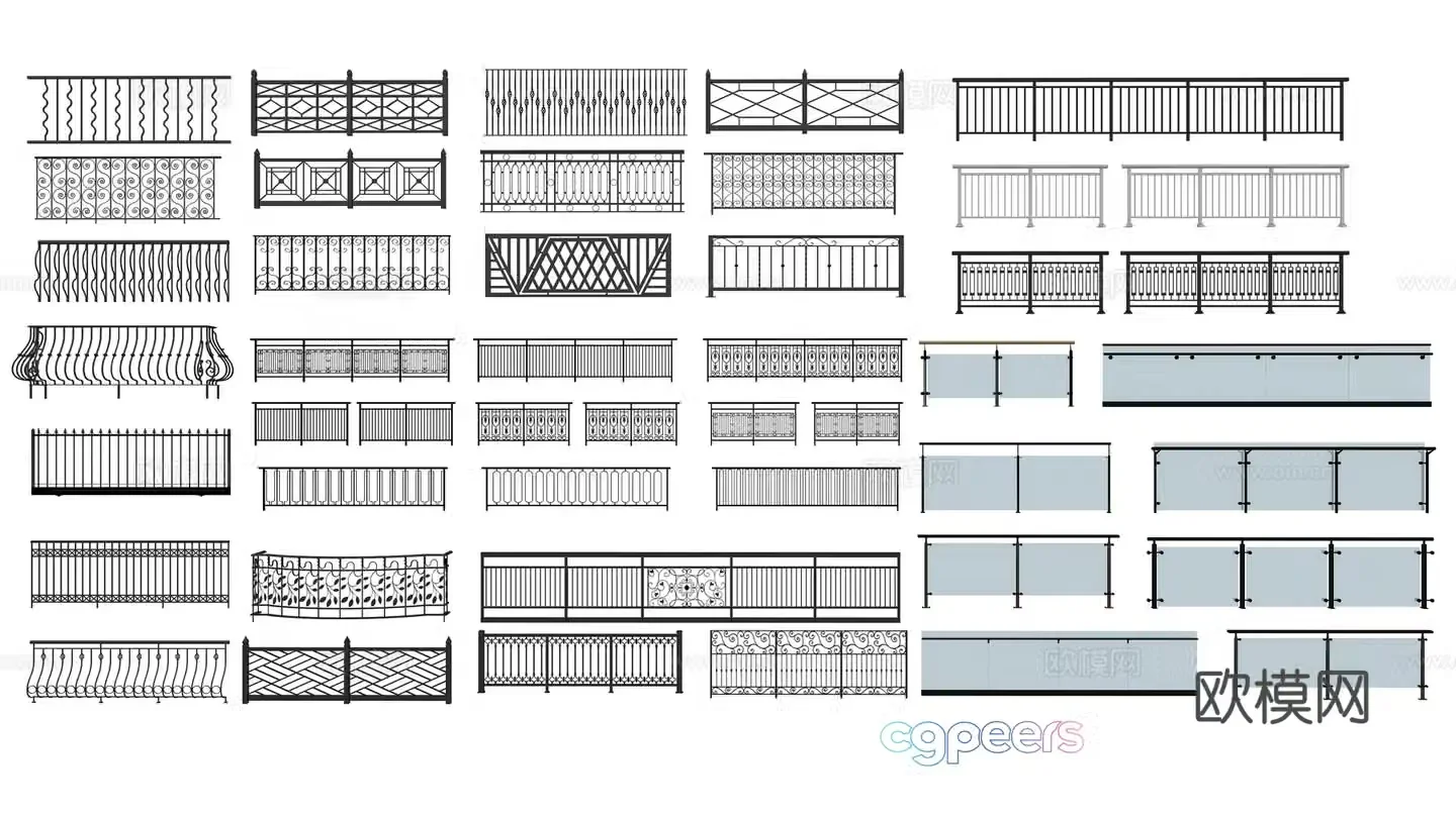 Modern railing 3d model
