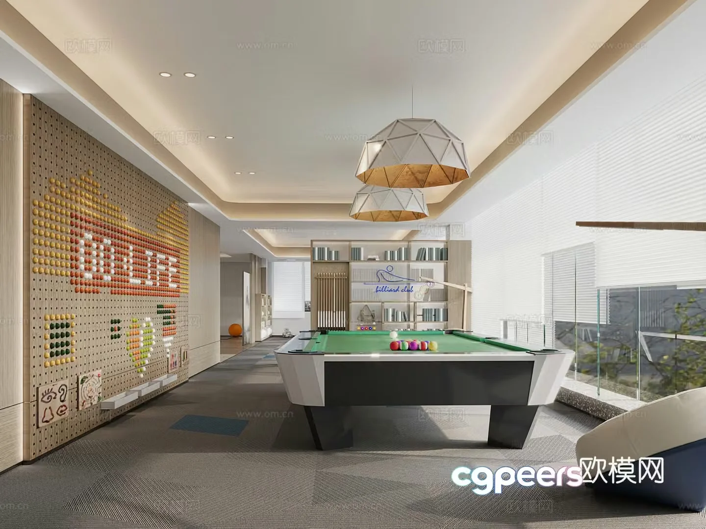 Modern billiards room 3d model